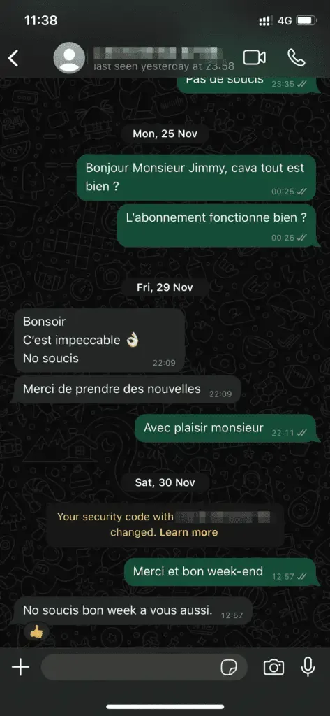 Avis client SubTV IPTV reçu sur WhatsApp (4)