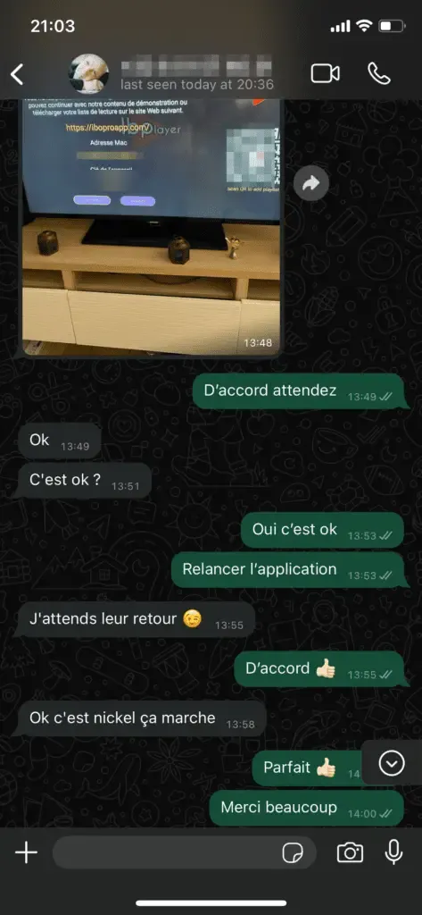 Avis client SubTV IPTV reçu sur WhatsApp (5)