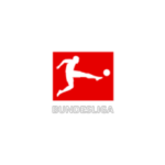 Bundesliga logo: white soccer player kicking a ball on a red square with 'BUNDESLIGA' text beneath.