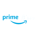 Prime Video logo: blue 'prime' text and white 'video' text with a blue curved smile underneath.